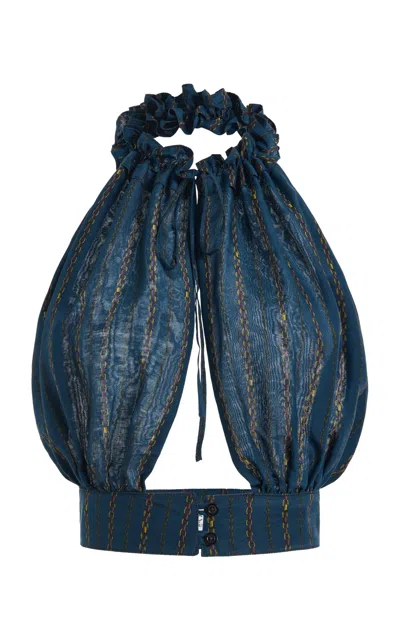 Francoise Françoise Medea Cotton-silk Blouse In Blue