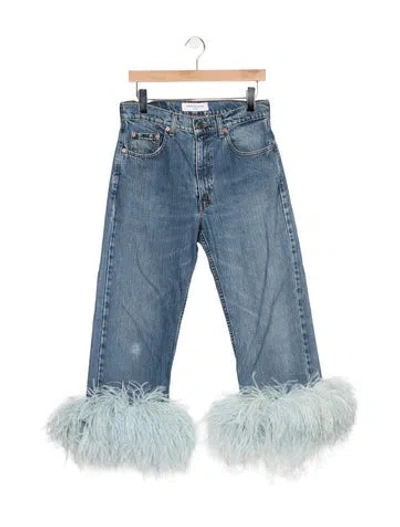 Pre-owned Francoise Mid-rise Straight Leg Jeans In Blue