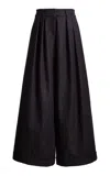Francoise Mila Denim Cotton Pants In Navy