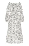 Francoise Mila Off-the-shoulder Polka-dot Silk Maxi Dress In Black,white