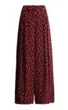 Francoise Mila Polka Dot Silk Pants In Burgundy