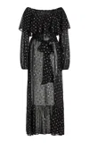 Francoise Mila Puff-sleeve Off-the-shoulder Fil-coupe Maxi Dress In Black