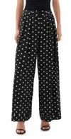 Francoise Mila Silk Pants Polka Dot Black And White In Black