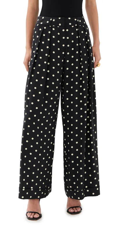 Francoise Mila Silk Pants Polka Dot Black And White
