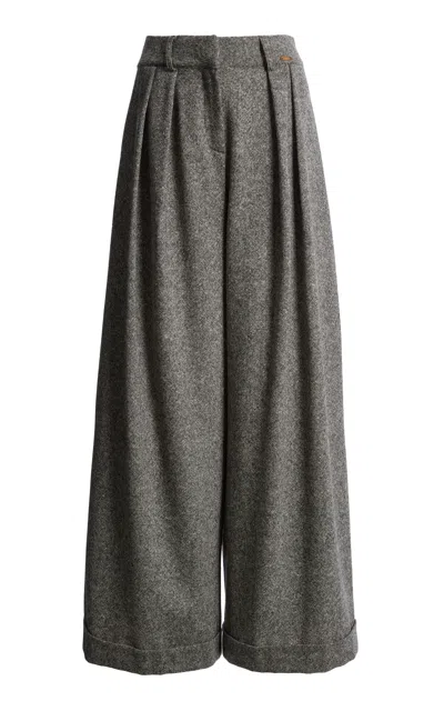 Francoise Mila Wide Leg Wool Pants In Grey