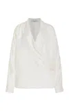 Francoise Mila Wrap-front Silk Shirt In White