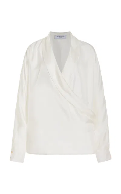 Francoise Mila Wrap-front Silk Shirt In White
