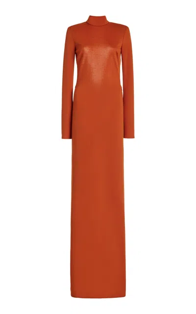Francoise Mireille Cutout High-neck Cotton-blend Maxi Dress In Orange