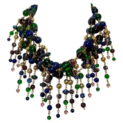 Pre-owned Francoise Montague Handmade Glass Pearl Choker Necklace, 17in Length In Multi