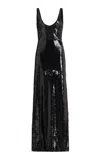 Francoise Nina Sequined Maxi Dress In Black