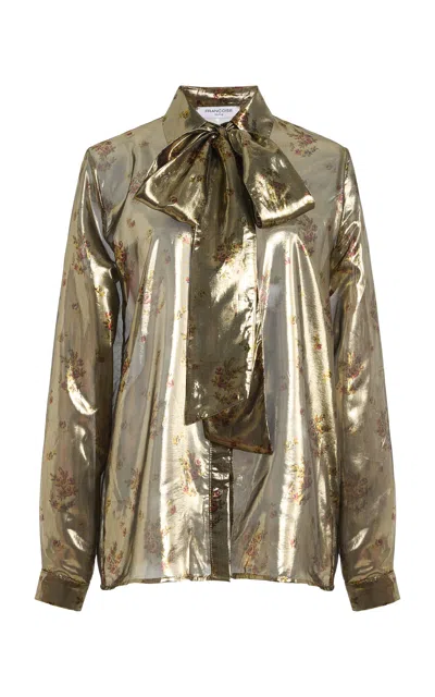 Francoise Françoise Nokia Silk-lurex Shirt In Gold