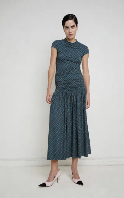 Francoise Françoise Nora Jersey Midi Skirt In Blue