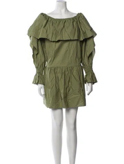 Pre-owned Francoise Off-the-shoulder Mini Dress W/ Tags In Green