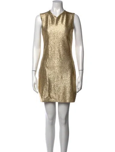Pre-owned Francoise Patterned Mini Dress In Gold