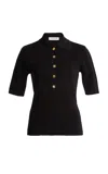 Francoise Pia Soft Wool Polo In Black