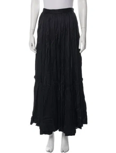 Pre-owned Francoise Pleated Accents Long Skirt In Black