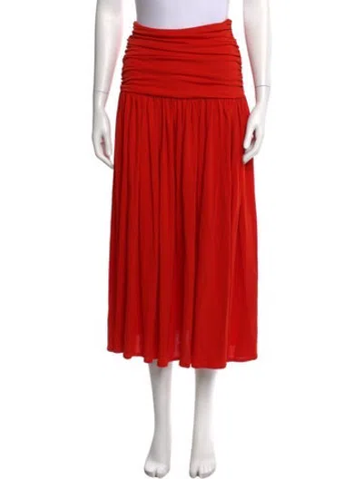 Pre-owned Francoise Pleated Accents Midi Length Skirt W/ Tags In Orange