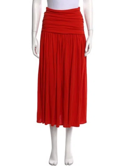 Pre-owned Francoise Pleated Accents Midi Length Skirt W/ Tags In Orange