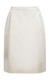 Francoise Poppy Cotton-silk Pencil Skirt In Ivory