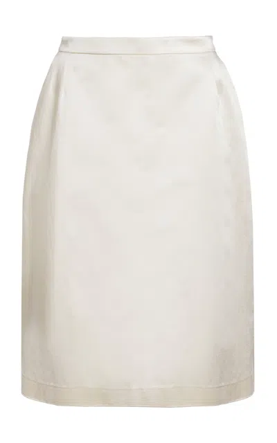 Francoise Poppy Cotton-silk Pencil Skirt In Ivory