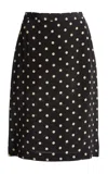 Francoise Poppy Silk Crepe Skirt In Black,white