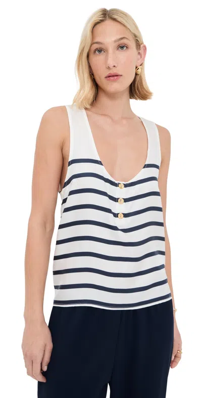 Francoise Poppy Tank Stripe Navy In White