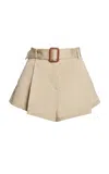 Francoise Ruby Cotton Gabardine Shorts In Khaki