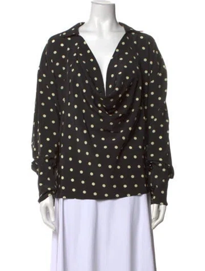 Pre-owned Francoise Silk Polka Dot Print Blouse W/ Tags In Black