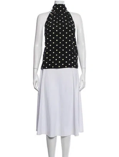Pre-owned Francoise Silk Polka Dot Print Top In Black