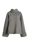Francoise Sloane Turtleneck Wool Top In Grey