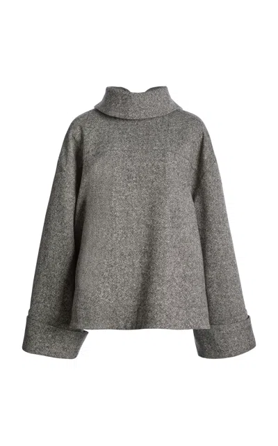 Francoise Sloane Turtleneck Wool Top In Grey