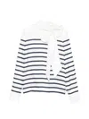 Francoise Johanna Silk Collar Blouse In Stripe Navy In White