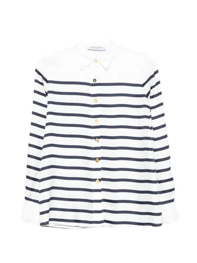 Francoise Striped Buttoned Top In White