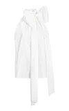 Francoise Susan Ribbon Neck Tie Cotton Top In White