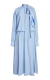 Francoise Susan Ribbon Neck Tie Silk Dress In Blue