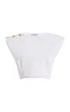 Francoise Françoise Tallulah Embellished Cotton Top In White