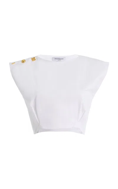 Francoise Françoise Tallulah Embellished Cotton Top In White