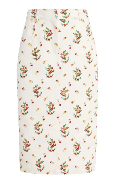 Francoise Françoise Tina Cotton Midi Skirt In Floral