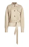 Francoise Wanda Belted Cotton Shirt In Khaki