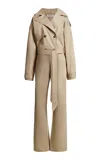 Francoise Wanda Bouffante Sleeve Cotton Jumpsuit In Khaki