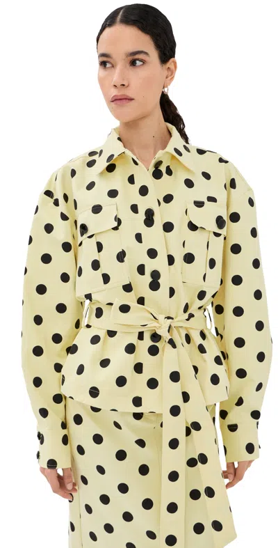 Francoise Wanda Overshirt Jacket Lemon Polka Dot In Gold