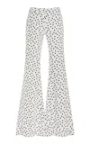 Francoise Zaoua Flared Polka-dot Silk Pants In Black,white