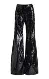 Francoise Zaoua Sequined Flared-leg Pants In Black