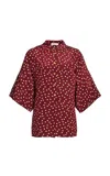 Francoise Zaoua Silk Crepe Top In Burgundy