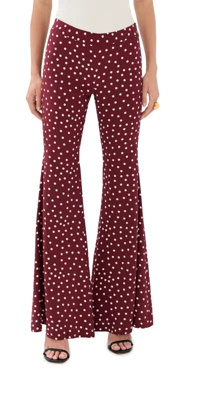 Francoise Zaoua Silk Pants Polka Dot Burgundy