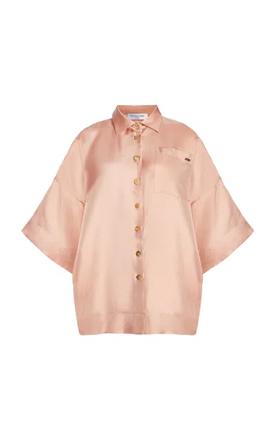 Francoise Zaoua Silk Twill Top In Light Pink