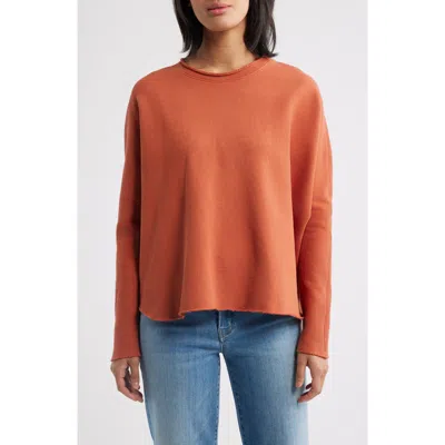 Frank & Eileen Anna Cotton Fleece Capelet Sweatshirt In Orange