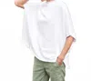 Frank & Eileen Funnel-neck Cotton Capelet Top In White
