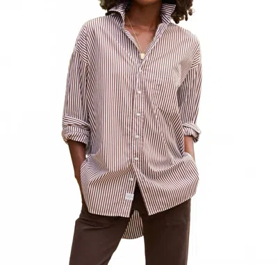 Frank & Eileen Barry Button Shirt In Brown Stripe