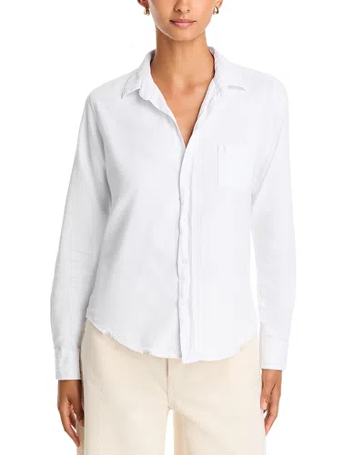 Frank & Eileen Barry Cotton Printed Button Up Shirt In White